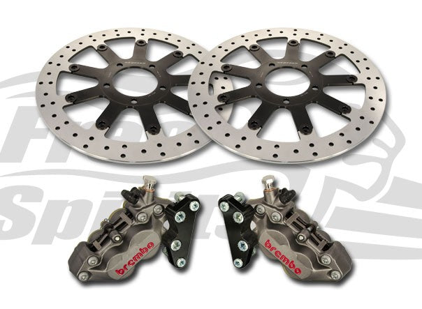 Free Spirits Front Brake Brembo Upgrade Kit with 340MM Rotors - Bobber Black, Thruxton 1200 and Speedmaster