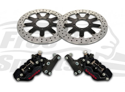 Free Spirits Front Brake Brembo Upgrade Kit with 340MM Rotors - Bobber Black, Thruxton 1200 and Speedmaster