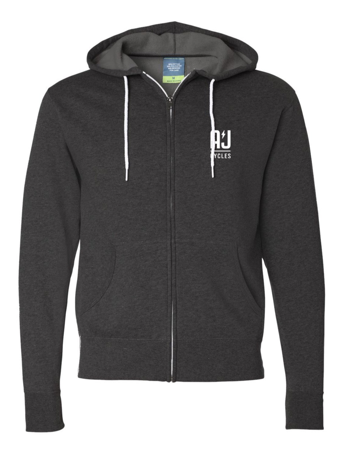 A&J Cycles Logo Zip Up Hoodie - Charcoal Grey