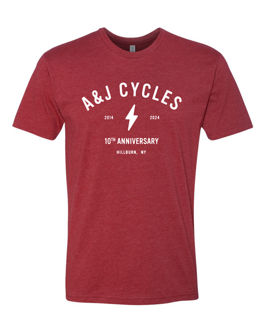 A&J Cycles 10th Anniversary T-Shirt - Cardinal Red