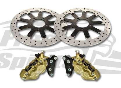 Free Spirits Front Brake Brembo Upgrade Kit with 340MM Rotors - Bobber Black, Thruxton 1200 and Speedmaster