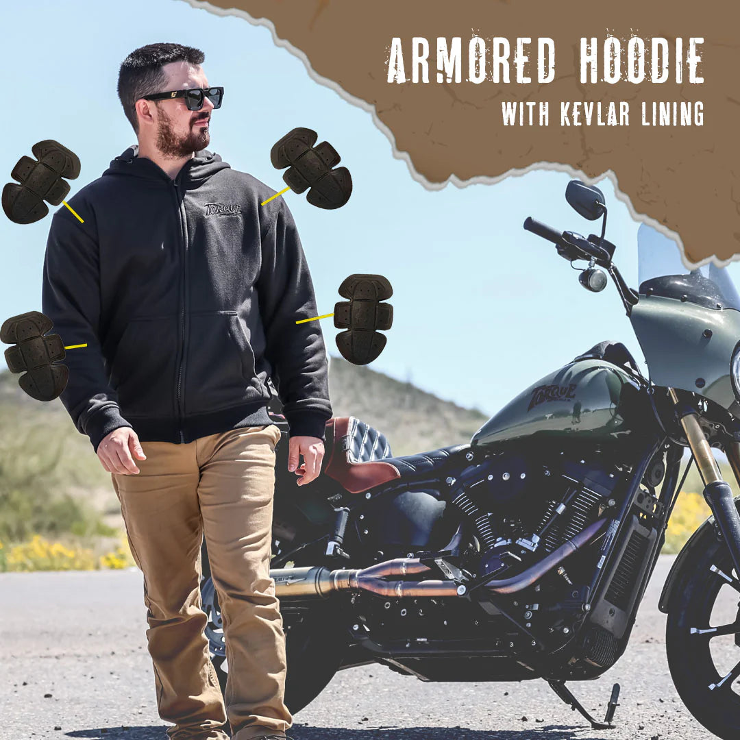 Torque Armored Riding Hoodie - Black, Saddle or Race Day