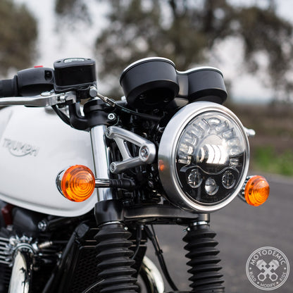 Motodemic Adaptive LED Headlight Upgrade - Triumph Thruxton R / 1200, T120, T100, Street Twin, Street Cup, Street Scrambler