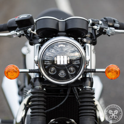 Motodemic Adaptive LED Headlight Upgrade - Triumph Thruxton R / 1200, T120, T100, Street Twin, Street Cup, Street Scrambler