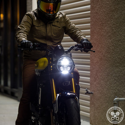 Motodemic EVO S Standard LED Headlight Upgrade - Triumph Thruxton R / 1200, T120, T100, Street Twin, Street Cup, Street Scrambler