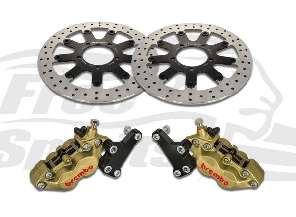 Free Spirits Front Brake Brembo Upgrade Kit with 340MM Rotors - Bobber Black, Thruxton 1200 and Speedmaster