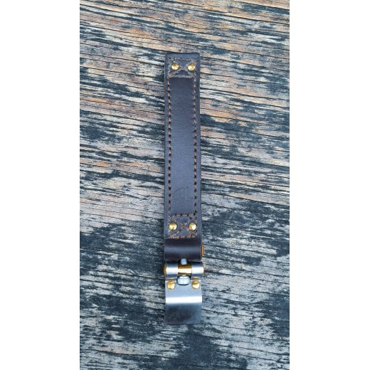 Motone The Beltane - Bobber/Speedmaster Battery Strap - Brown Leather & Brass