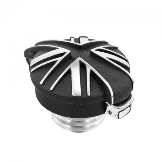 Motone Union Jack Monza Gas Cap - Contrast Finish / Blackjack