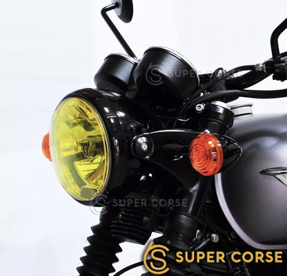 Super Corse Yellow Headlight Protectors - 2016+ Triumph Thruxton R, Bonneville, Street Twin, Street Scrambler