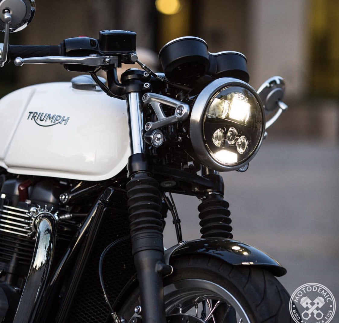 Motodemic EVO S Standard LED Headlight Upgrade - Triumph Thruxton R / 1200, T120, T100, Street Twin, Street Cup, Street Scrambler