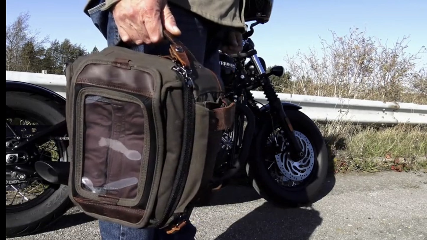 Burly Brand Voyager Tank / Tail Bag - Black or Dark Oak Brown