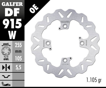 Galfer Wave Rotor - Rear - 2001+ Triumph Thruxton, Bonneville, Scrambler, Bobber, T100, T120, Street Twin