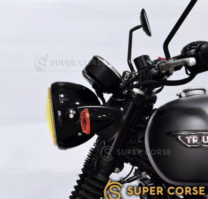 Super Corse Yellow Headlight Protectors - 2016+ Triumph Thruxton R, Bonneville, Street Twin, Street Scrambler