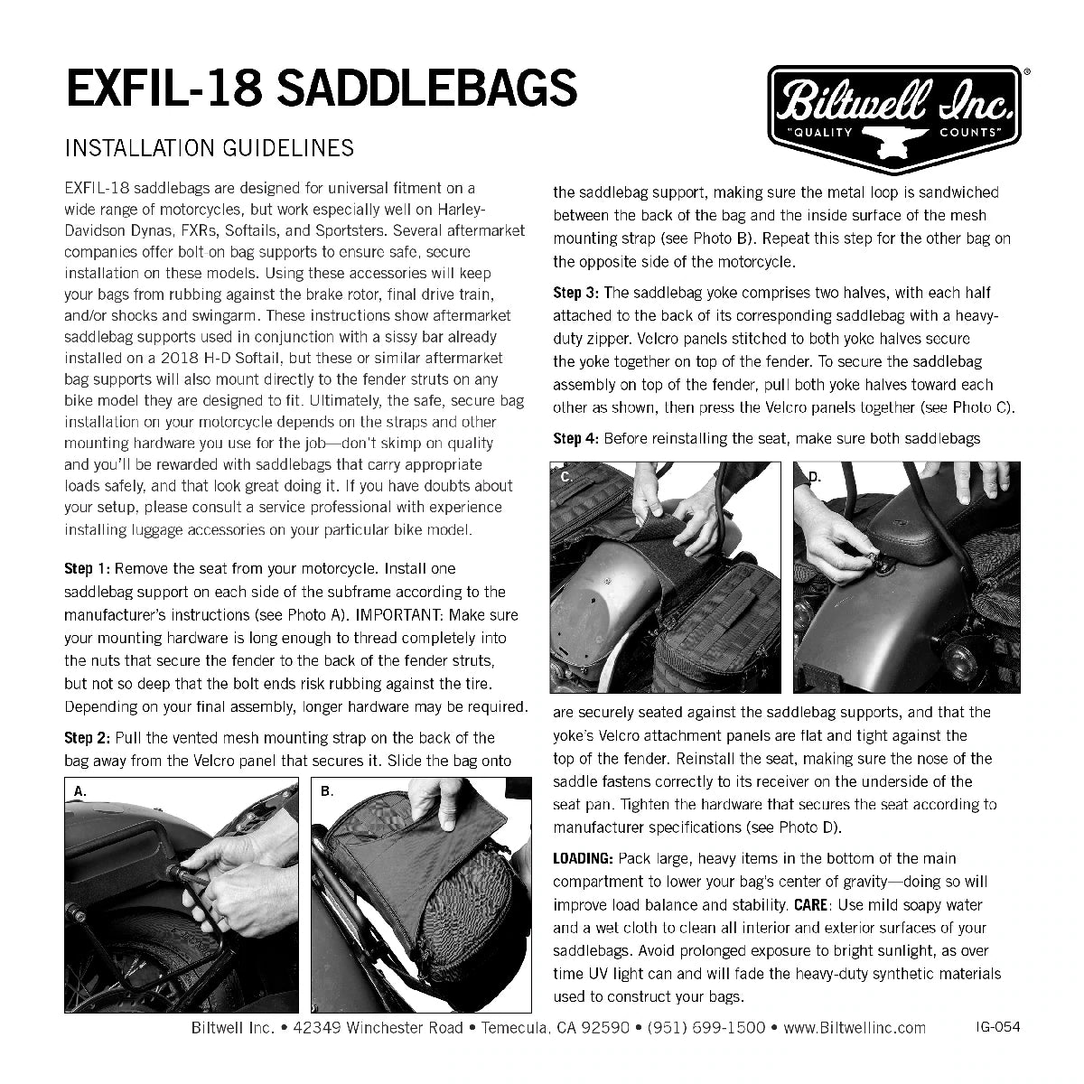 Biltwell Exfil-18 Saddlebags - Black