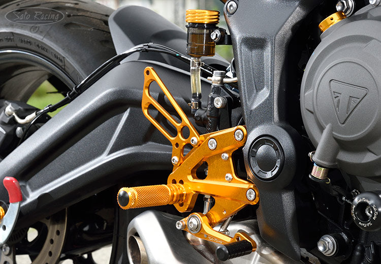 Sato Racing Adjustable Rearsets - Black or Gold - Trident 660