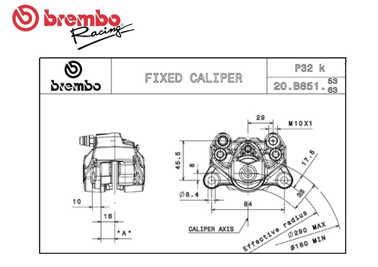 Brembo P32 Brake Caliper - Black