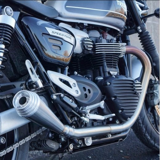 Motone Saturn V Slip Ons - Brushed - Triumph Thruxton R / RS, Speed Twin