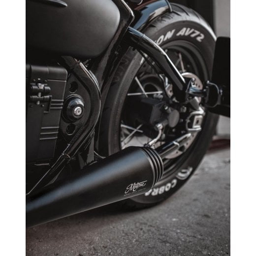 Motone Saturn V Exhaust / Slip Ons - Black - 2017+ Triumph Bobber and Speedmaster