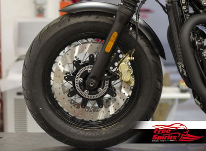 Free Spirits Front Brake Brembo Upgrade Kit with 340MM Rotors - Bobber Black, Thruxton 1200 and Speedmaster