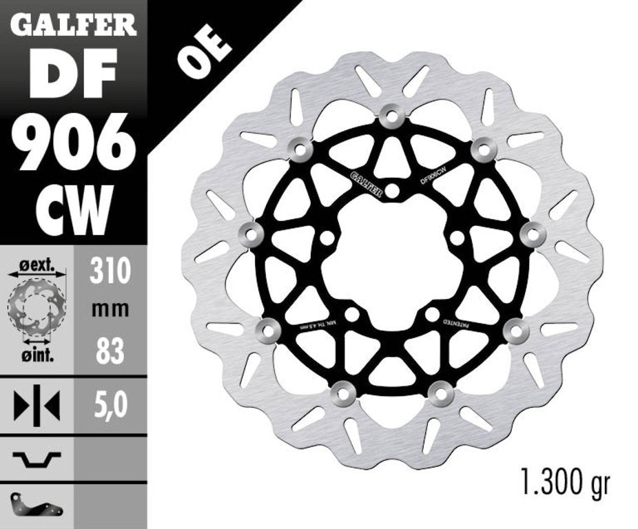 Galfer Wave Rotor - Front - 2016+ Thruxton R, Bonneville T120, Bobber, Bobber Black