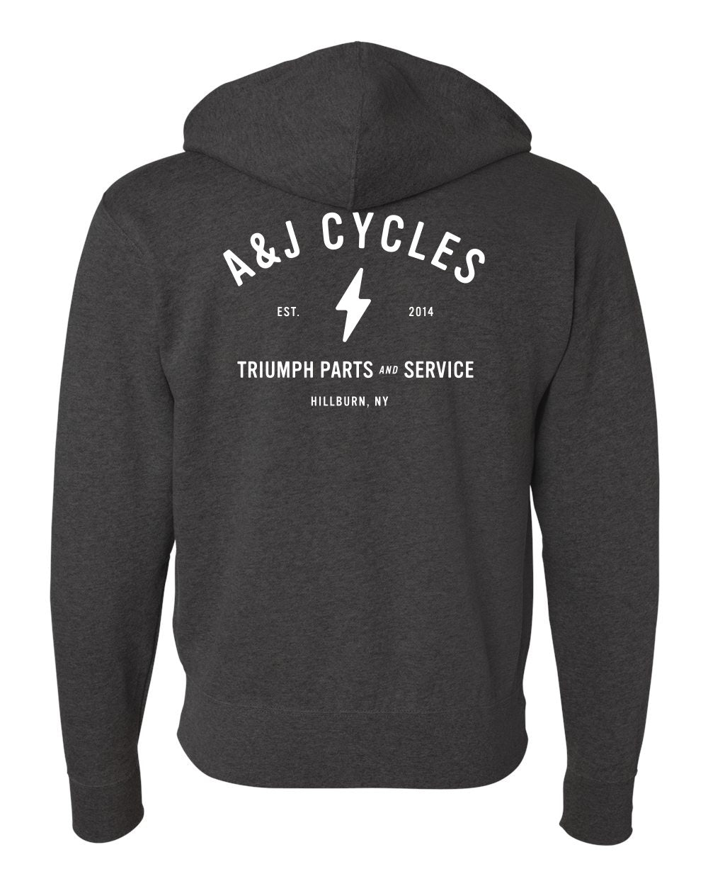 A&J Cycles Logo Zip Up Hoodie - Charcoal Grey