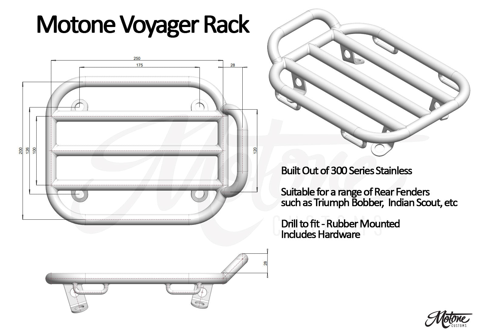 Motone Voyager Rear Rack - For Triumph Bobber - Black - A & J Cycles ...