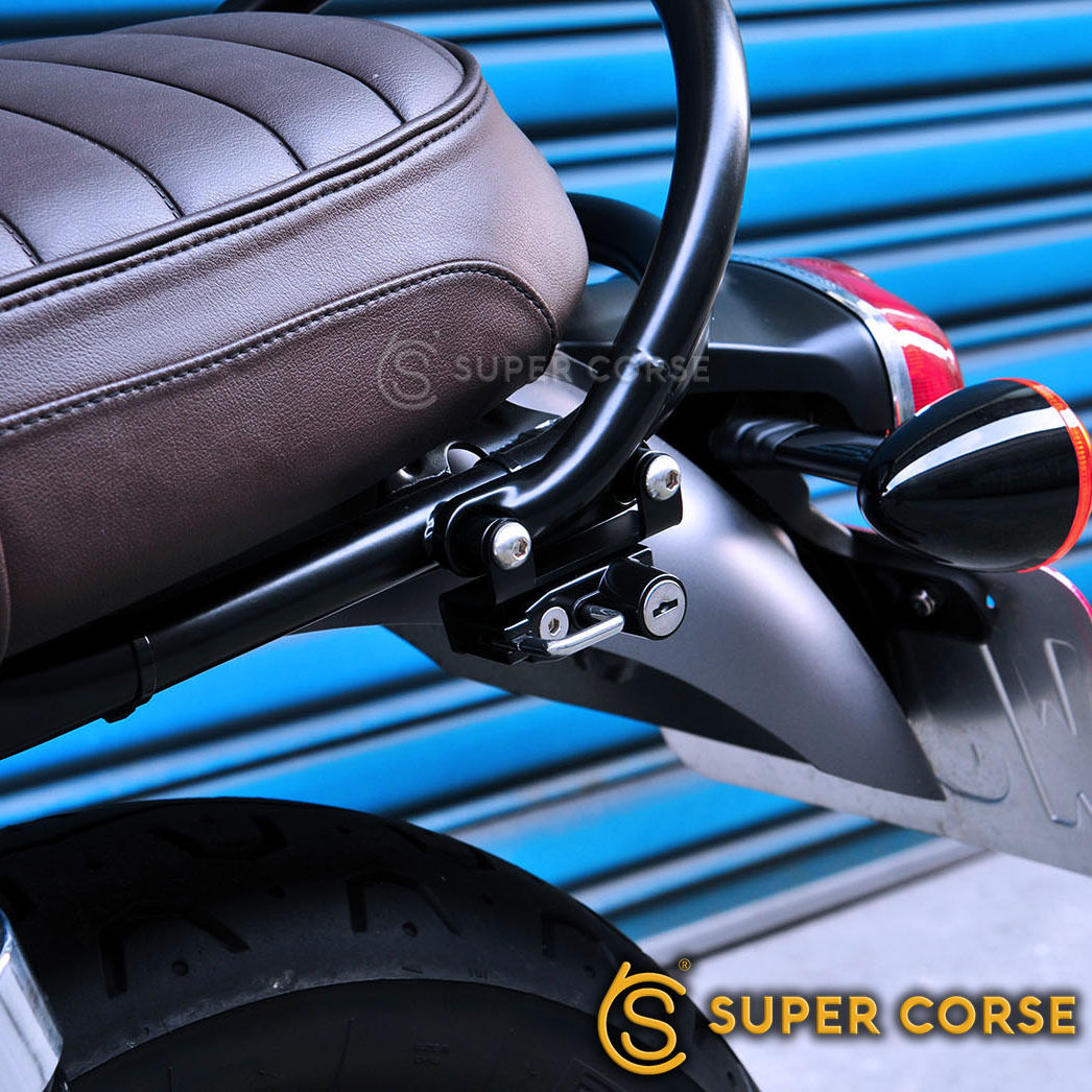 Super Corse Helmet Lock - Grab Rail Mount - 2016+ Triumph T100 / T120