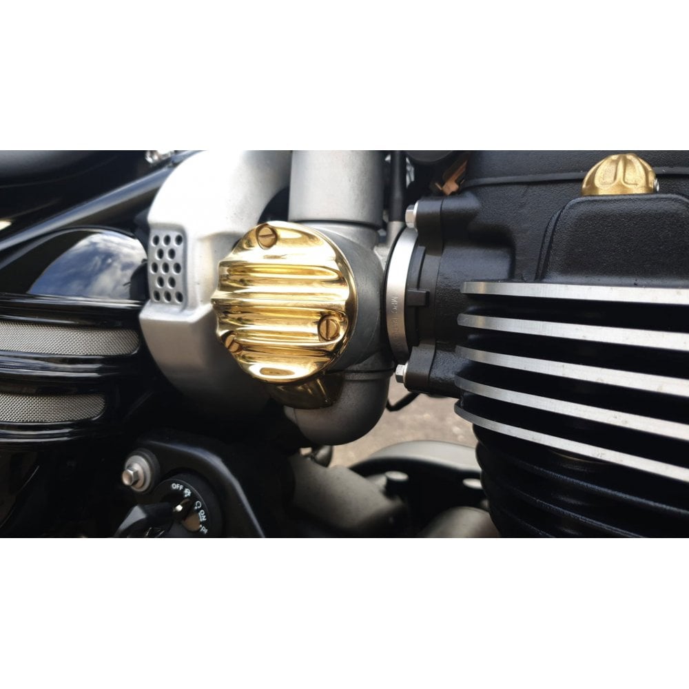 Motone Solid Brass Ribbed Throttle Body Covers